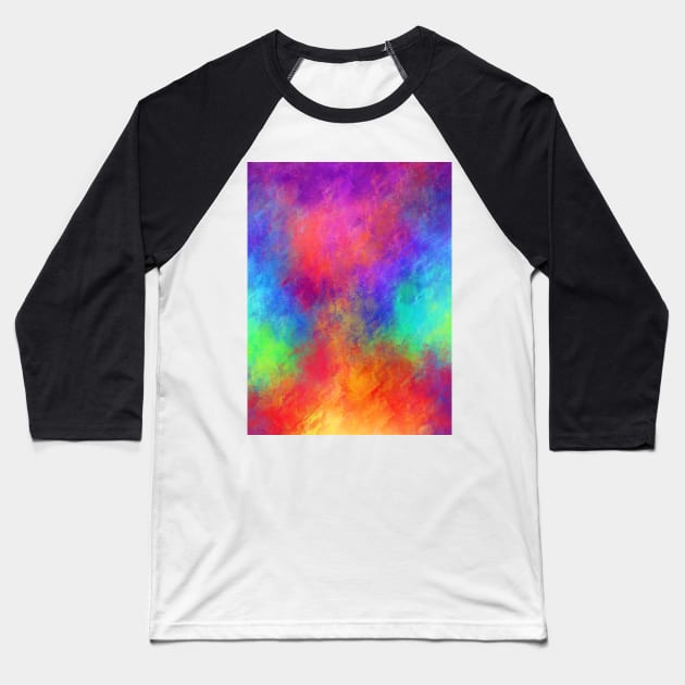 Tie Dye Candy Rainbow Abstract Vortex Baseball T-Shirt by Art by Deborah Camp